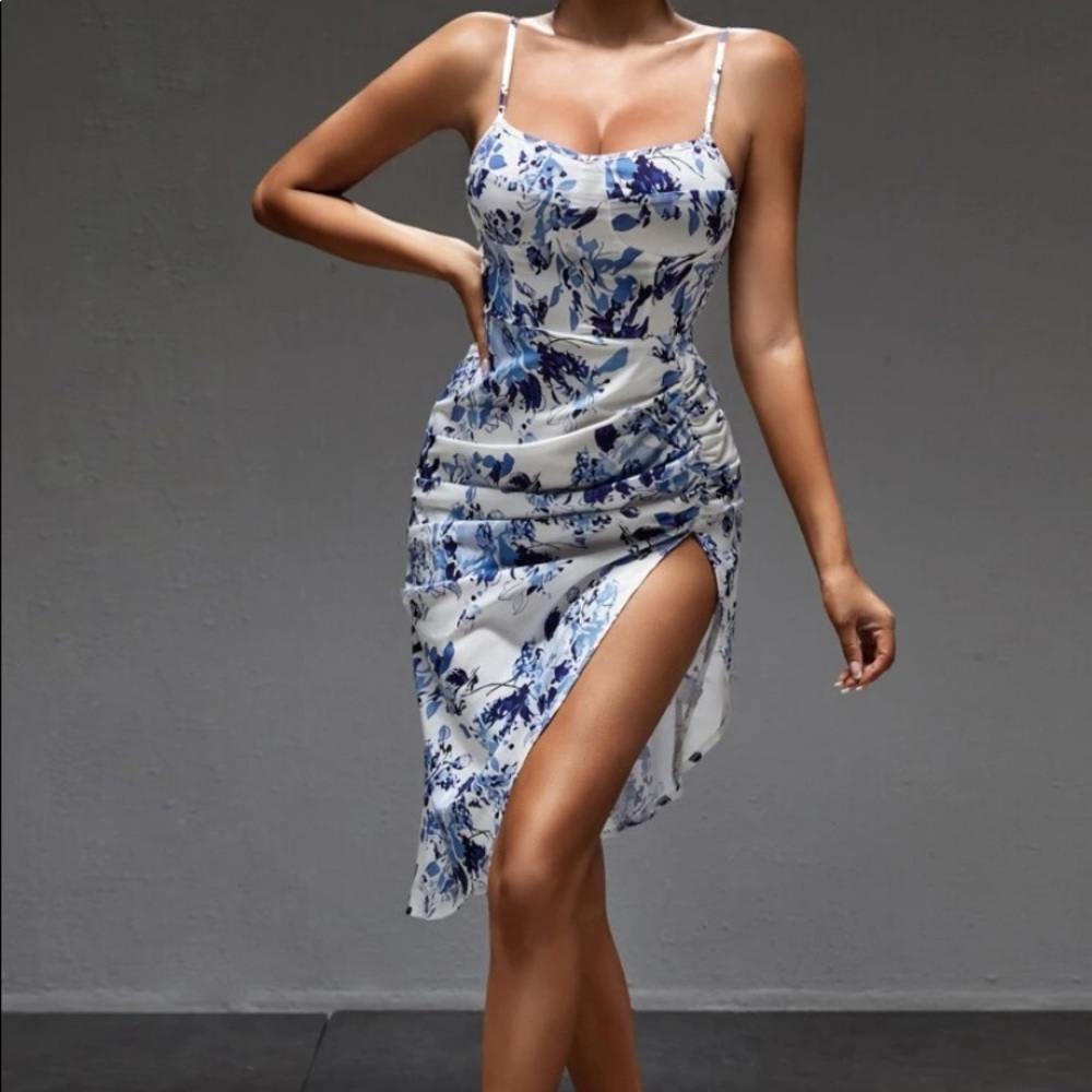FORAL PRINT BLUE DRESS